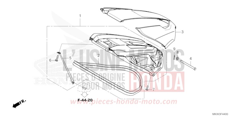 GEPAECKRAUMDECKEL von NC750X "Meca" GRAND PRIX RED (R380) von 2021